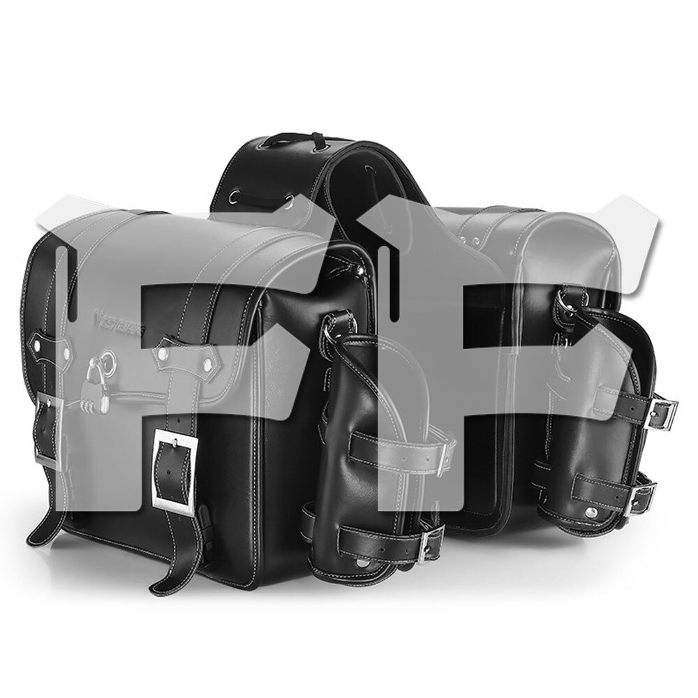 バイク用 サイドバッグ 16L 大容量 サドルバッグ ドリンクホルダー付属 PUレザー 小物収納 収納 全車種対応 ブラック 汎用拍卖