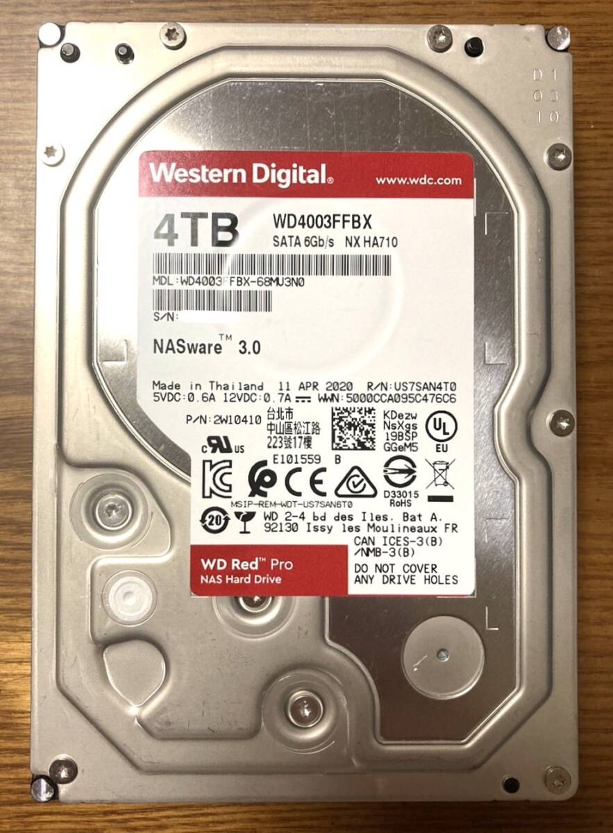 【希少モデル!】Western Digital ウェスタンデジタル WD Red Pro シリーズ WD4003FFBX 3.5インチ HDD 4TB(プロ仕様NAS向け仕様)拍卖