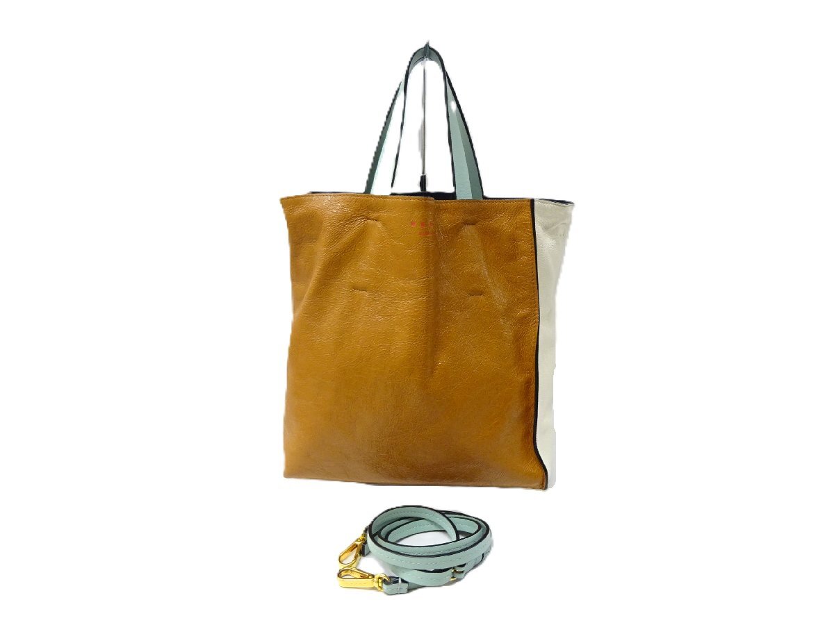 MARNI マルニ 2WAY トートバッグ MUSEO SOFT ミュゼオ ソフト ロゴ SHMP0018U1 レザー マルチパネル拍卖