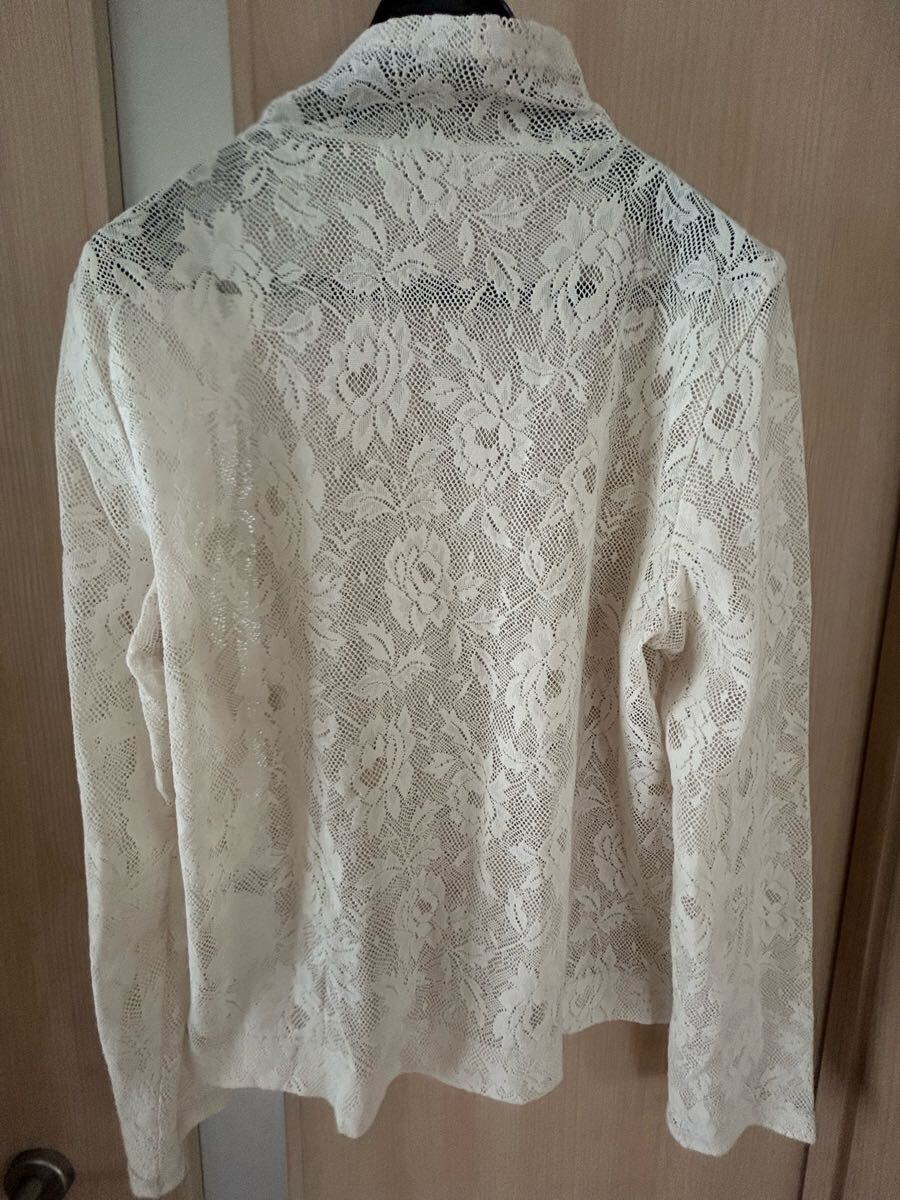 1回着用 Seninon セニノン Mサイズ トップス レース タートル 白 薔薇 バラ 花柄 アイボリー拍卖