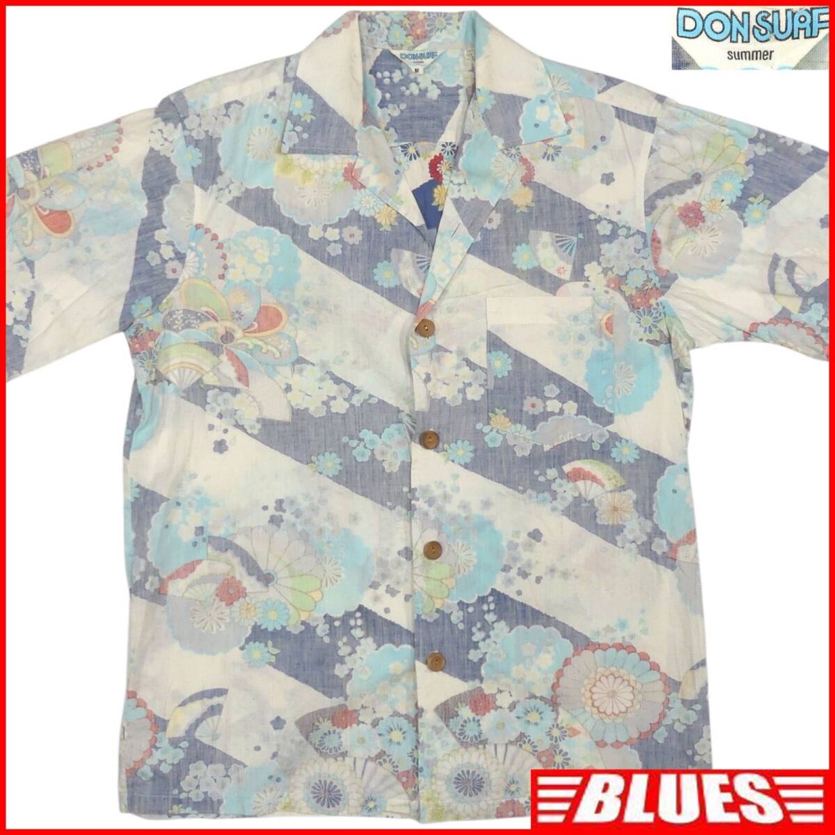 即決★DON SURF★アロハシャツ M ドンサーフ 花柄 和風 総柄 サマーシャツ 半袖拍卖