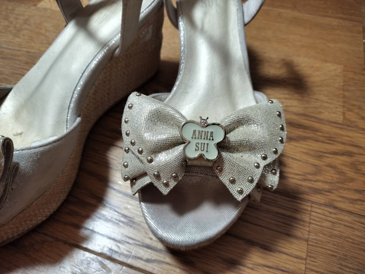 アナスイ リボン ウエッジソール ストラップ付きサンダル S 拍卖