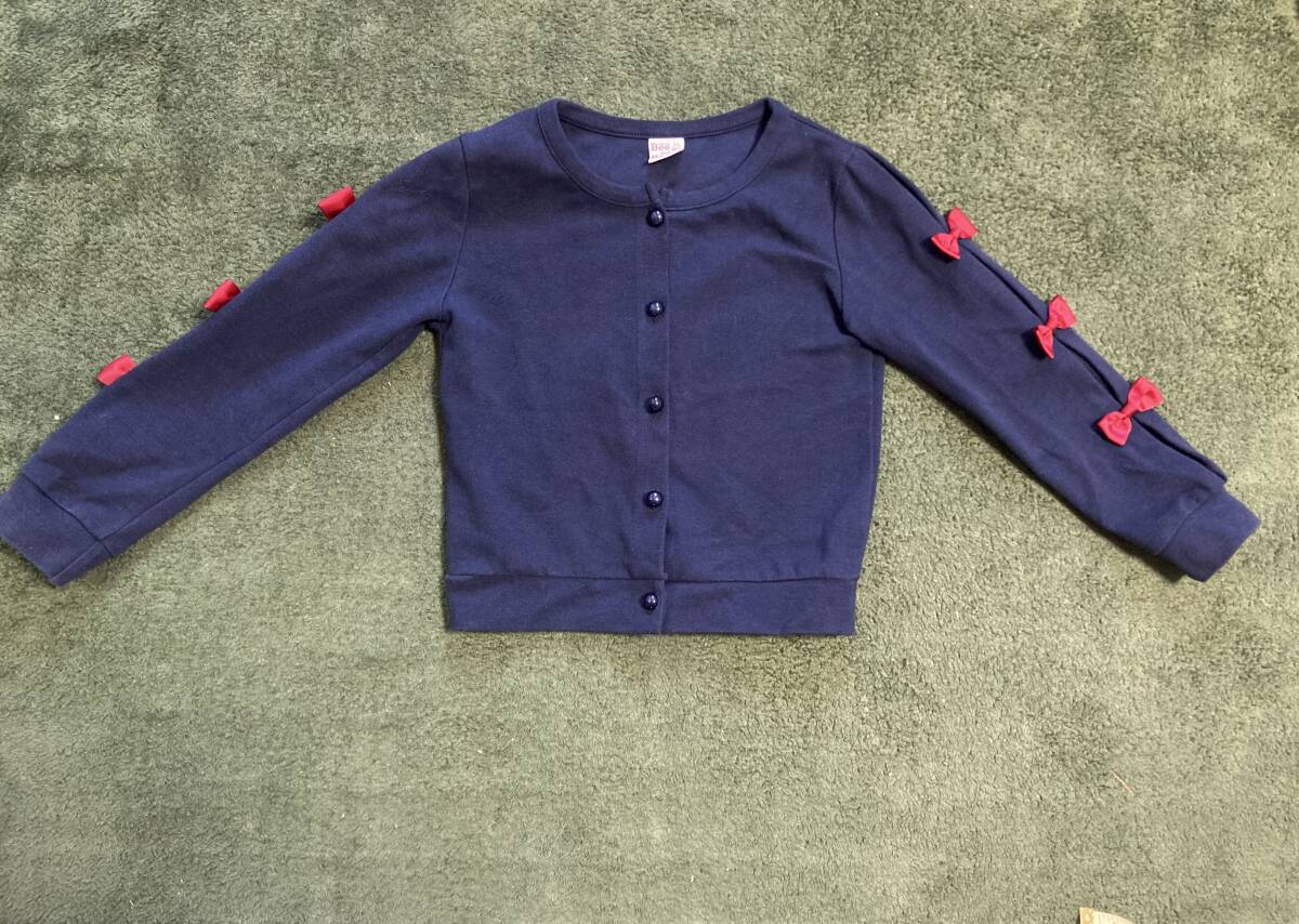 韓国子供服 カーディガン 長袖 120 紺色 ネイビー拍卖