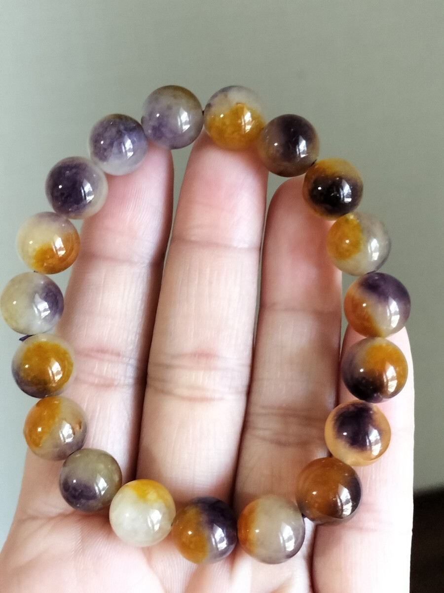 天然石 紫黄瑪瑙 オール 綺麗 パワーストーン ブレスレット 10mm拍卖