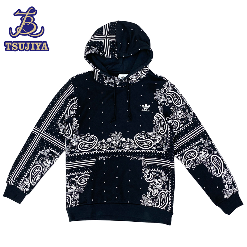 ★美品★Adidas アディダス パーカー フーディ ペイズリー柄 ブラック #M 中古A【辻屋質店A3513】拍卖
