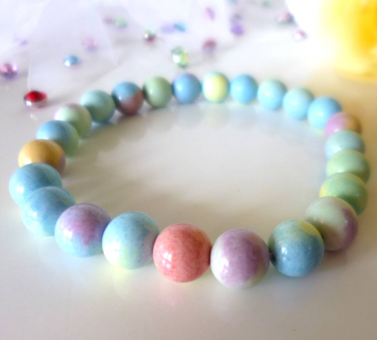 ☆開運☆富☆繁栄☆健康長寿☆魔除け・厄除け☆マカロンアラシャン☆アラシャンアゲート(阿拉善瑪瑙)☆ ☆8mm☆ ☆16.5cm☆拍卖