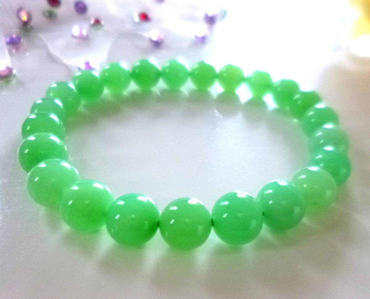 ☆ストレス緩和☆精神安定☆自信と勇気☆夢の成就☆ ☆高品質AAA☆美しいアップルグリーン☆クリソプレーズ☆ ☆8mm☆ ☆16cm拍卖