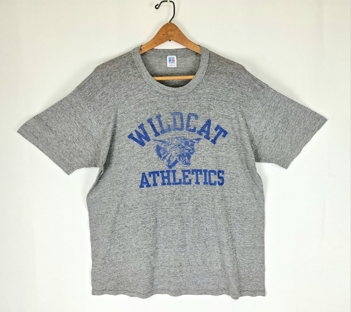 90s USA製 RUSSELL ATHLETICS 3段カレッジプリントTシャツ 杢グレー XL 90年代 アメリカ製 ビンテージTシャツ vintage 拍卖
