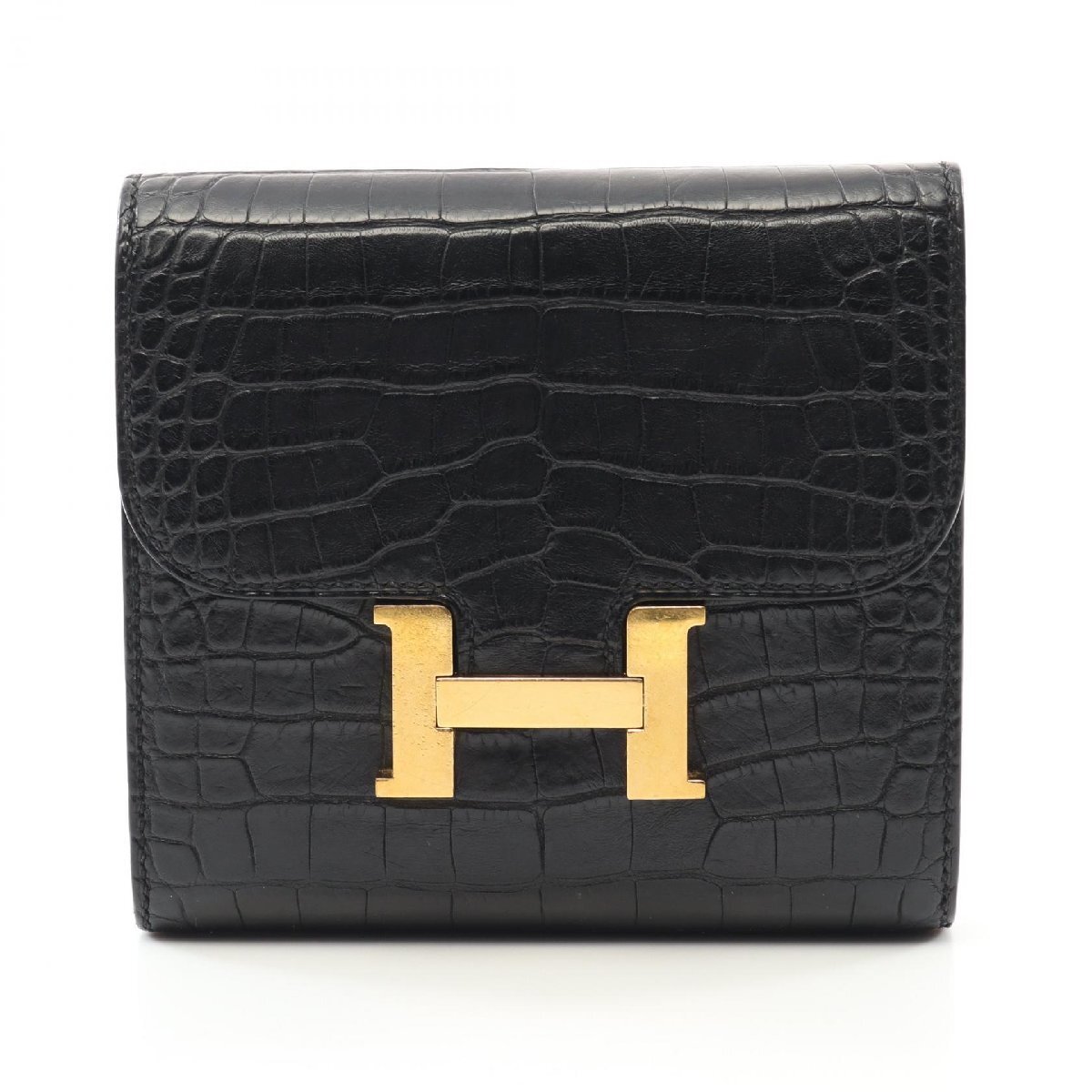 エルメス コンスタンス コンパクト ブランドオフ HERMES その他 二つ折り財布 アリゲーターマット 中古 レディ拍卖