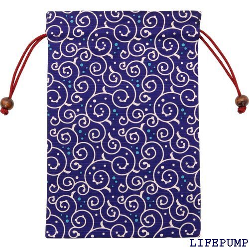 京佑 Kyoyu 日本製 御朱印帳 巾着 袋 ケース れ ご朱印帳 和柄 ドット 唐草 紺 18×26.5cm 13724拍卖