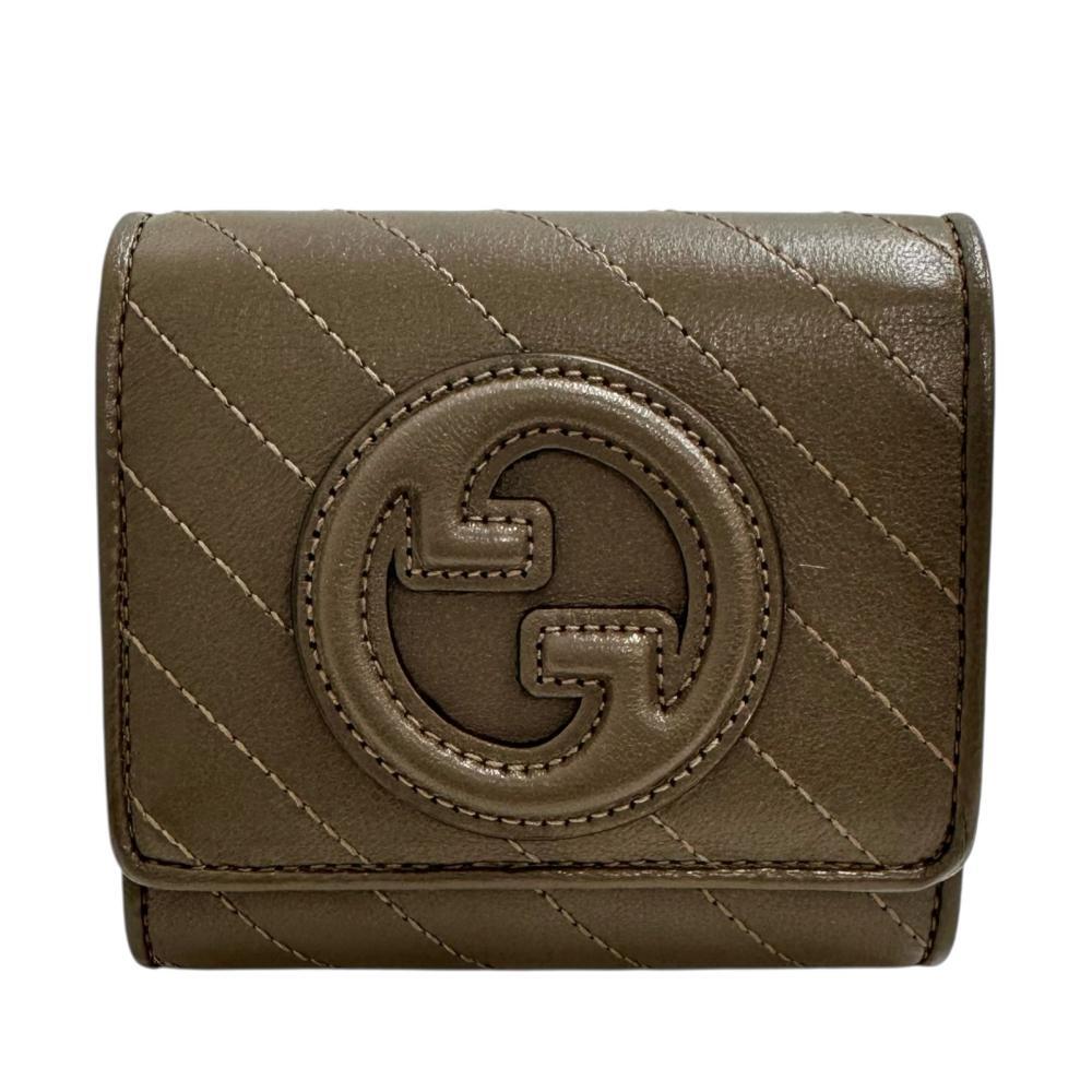 GUCCI/グッチ 760316 ブロンディ ミディアムウォレット 二つ折り財布 レザー ブラウン レディース拍卖