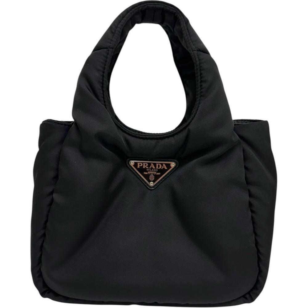 PRADA/プラダ パデッド 1BG359 2WAY ショルダーバッグ ハンドバッグ ナイロン/Re-Nylon ブラック/シルバー金具 レディース拍卖