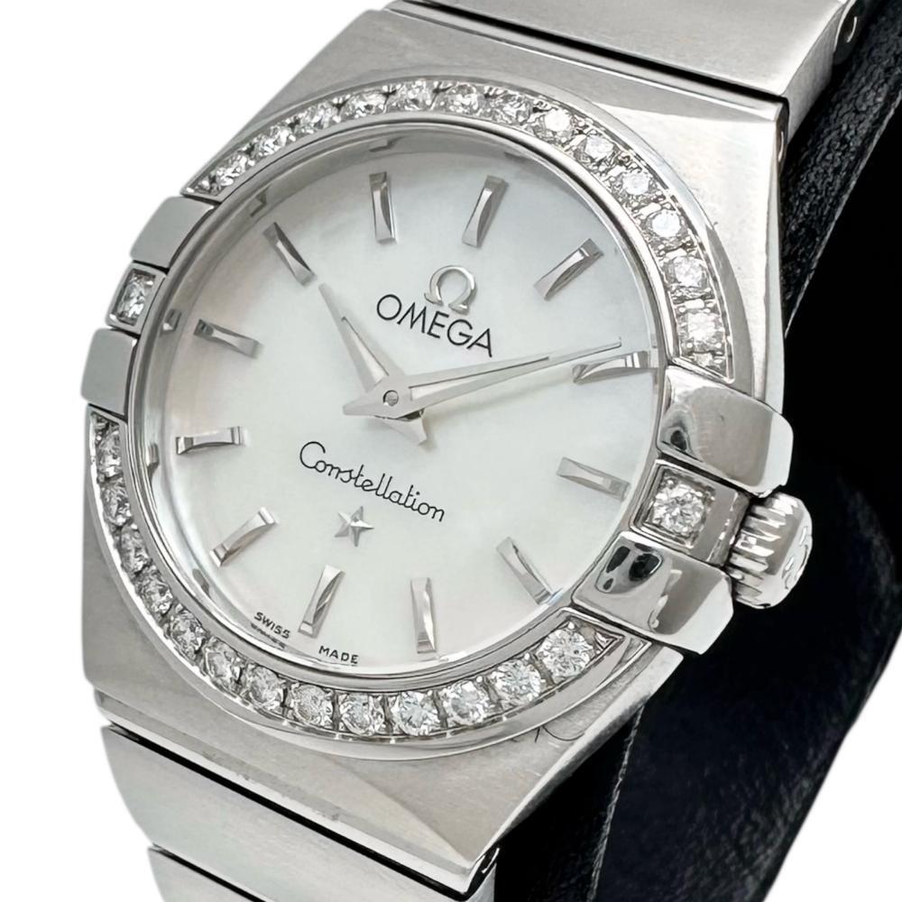 OMEGA/オメガ コンステ ダイヤベゼル 123.15.24.60.05.001 箱あり 腕時計 ステンレススチール クオーツ ホワイトシェル文字盤 レディース拍卖