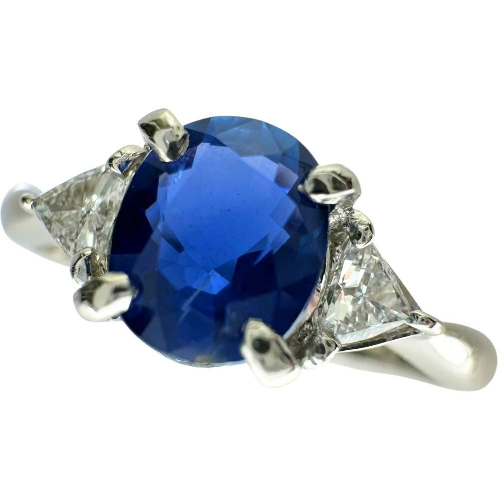 15.5号 ビルマ産非加熱サファイア 0.906ct ダイヤモンド 0.15ct リング・指輪 Pt900プラチナ 4.3g レディース拍卖