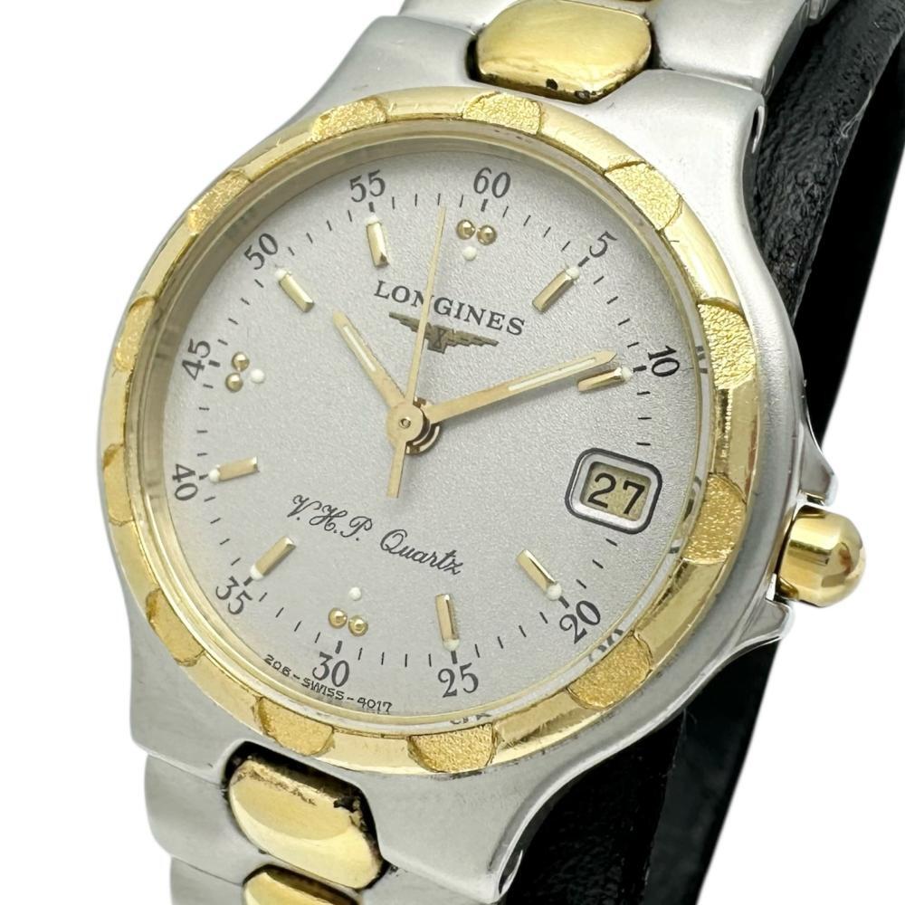 LONGINES/ロンジン コンクエスト 4017 腕時計 ステンレススチール/GP クオーツ シルバー色文字盤/金銀ベルト レディース拍卖