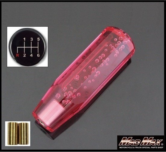 MADMAX トラック用品 クリスタル シフトノブ 泡 150mm レッド 日野レンジャープロ用/変換アダプター付【送料800円】拍卖