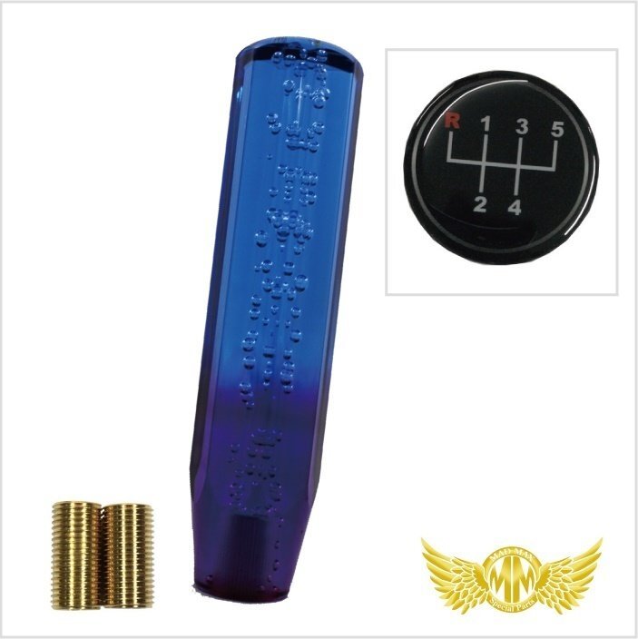 MADMAX トラック用品 クリスタル シフトノブ 泡 200mm ブルー/パープル いすゞ 07エルフ用/変換アダプター付【送料800円】拍卖