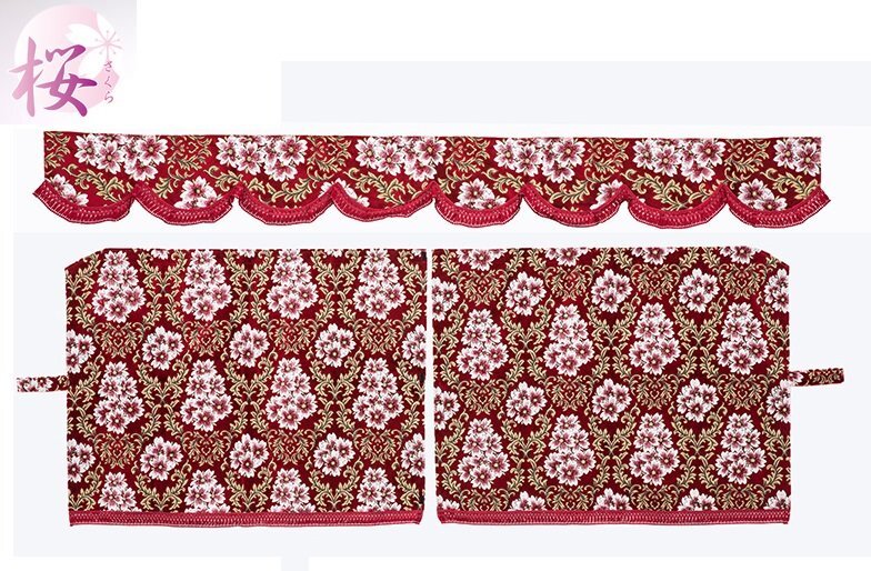 トラック用品 金華山 桜 さくら 三点式センターカーテン ⅩL寸(1300×1400)レッド/日野 いすゞ ふそう UD 大型 10t【送料800円】拍卖