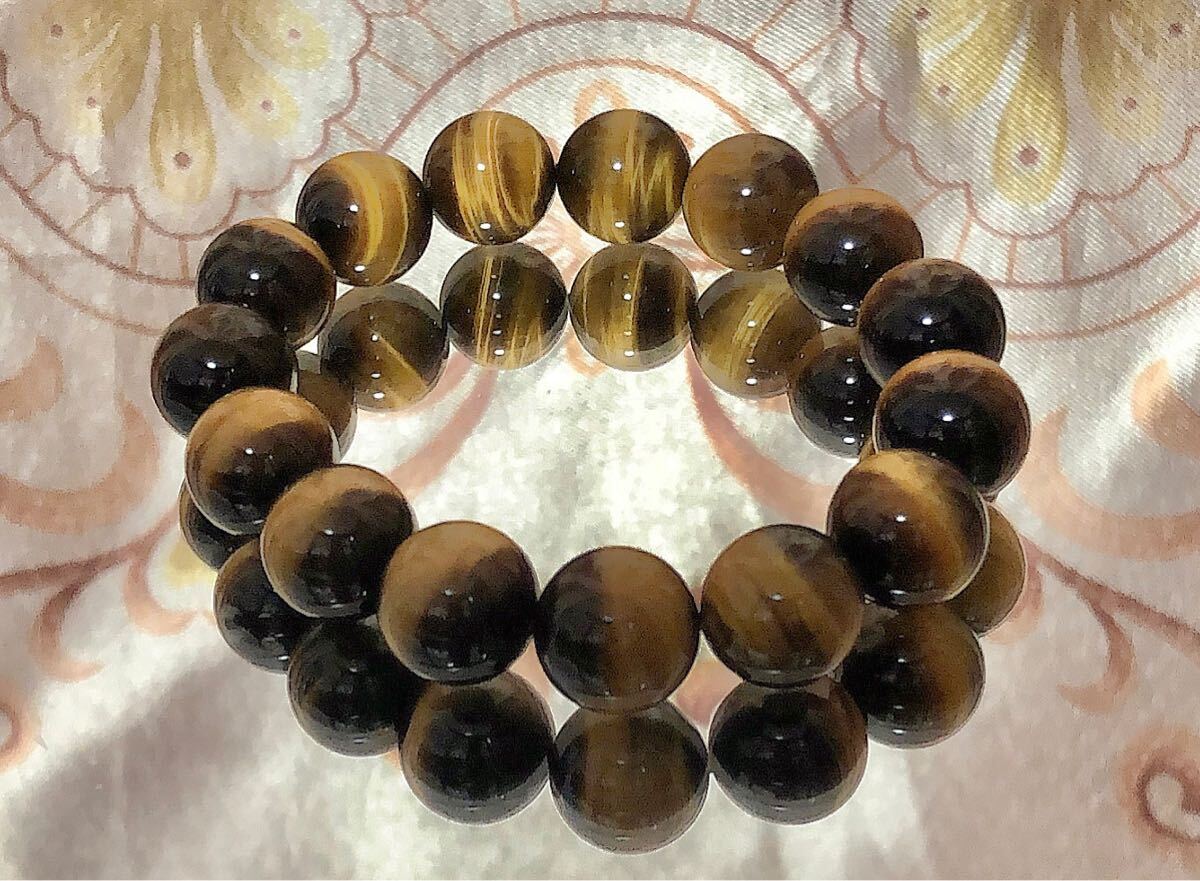 1点限♪幸福を招く♪天然虎目石タイガーアイ パワーストーンブレスレット♪14mm拍卖