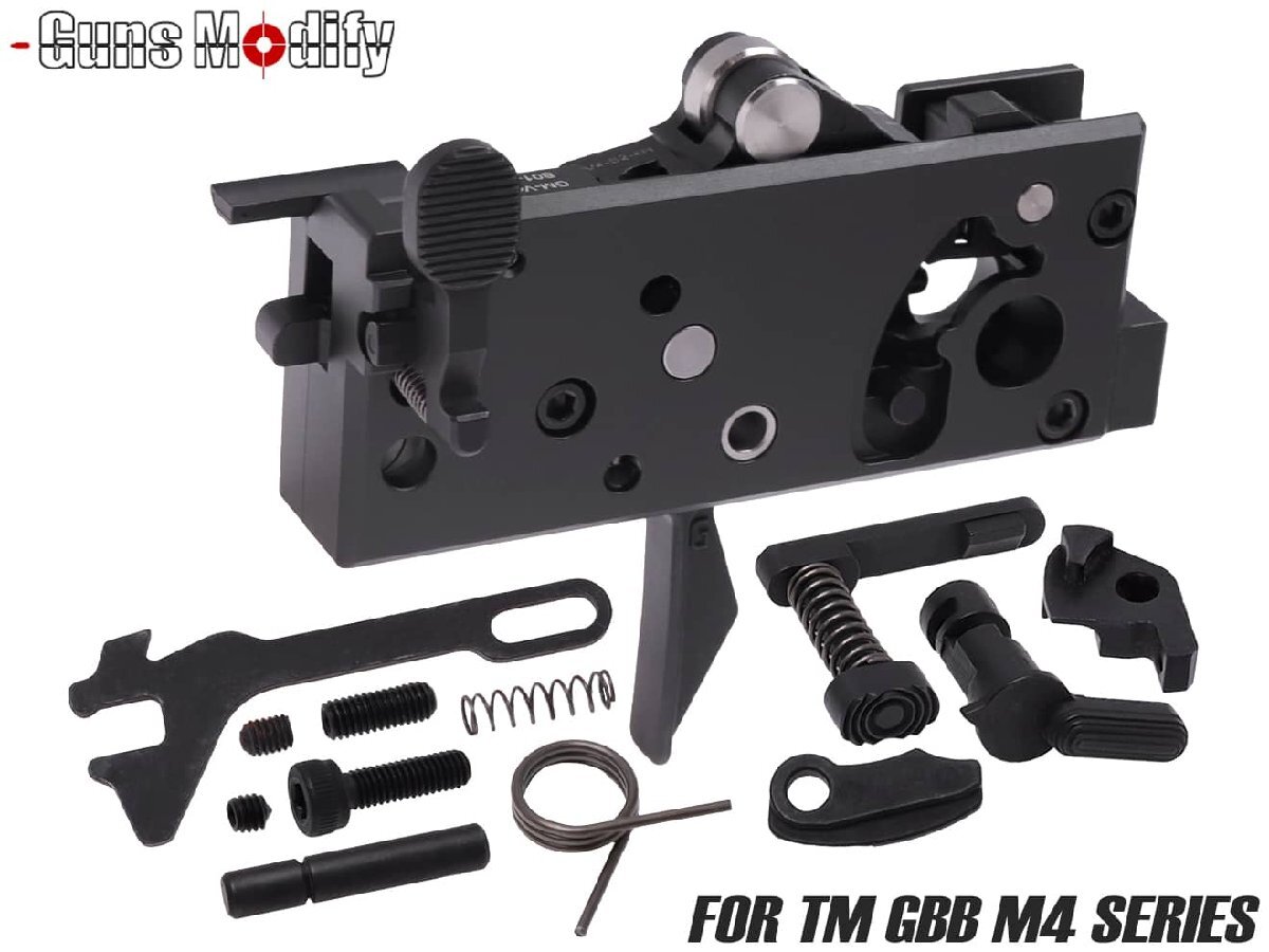 GM0508 Guns Modify アルミCNCトリガーボックス+MIM スチールファイアリングパーツセット+Gスタイルトリガー for TM GBB M4 拍卖