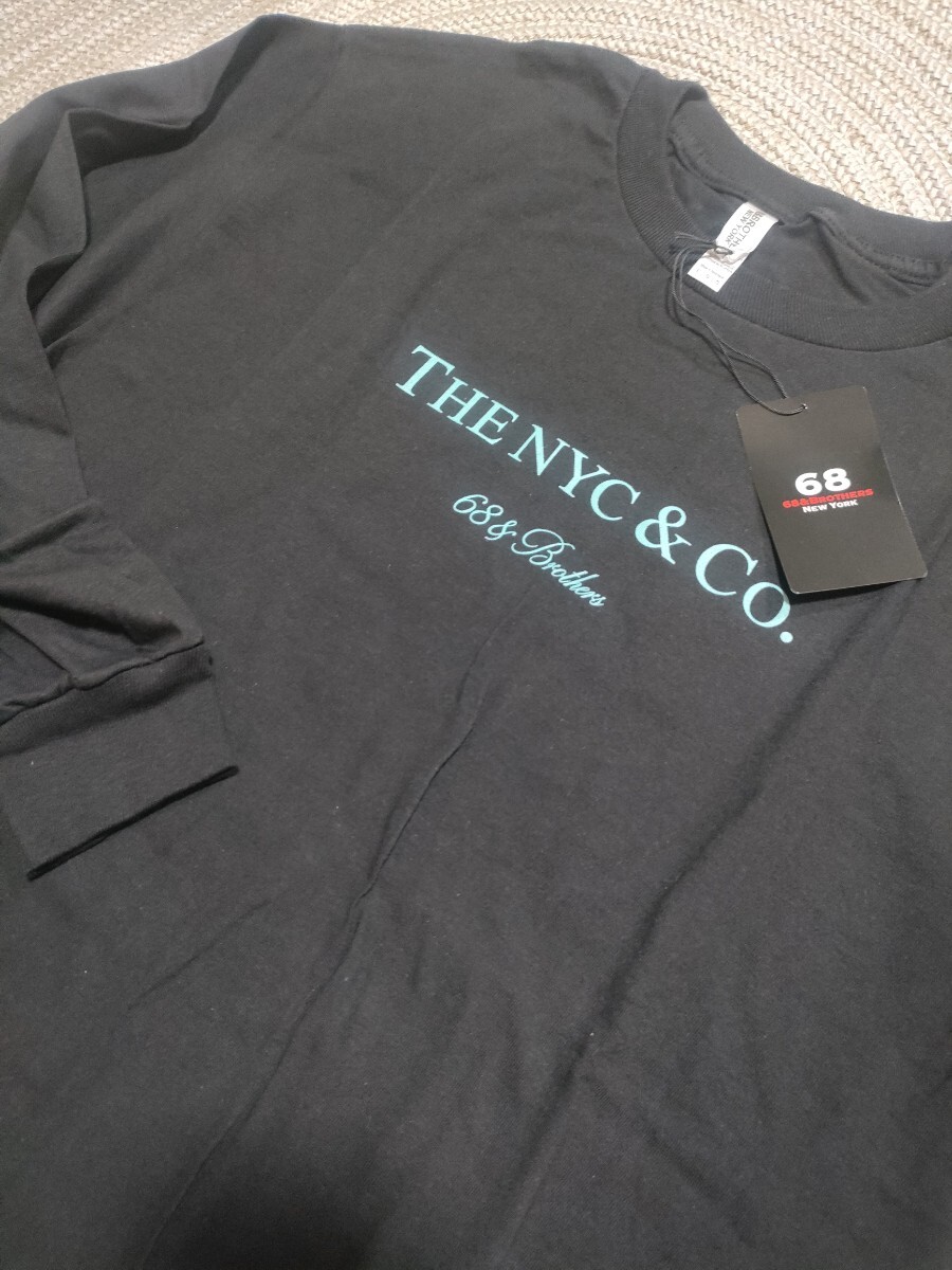 新品 68&BROTHERS NEW YORK ティファニーデザイン 長袖 Tシャツ XL ブラック 黒 ロンT コットン 68&ブラザーズ拍卖