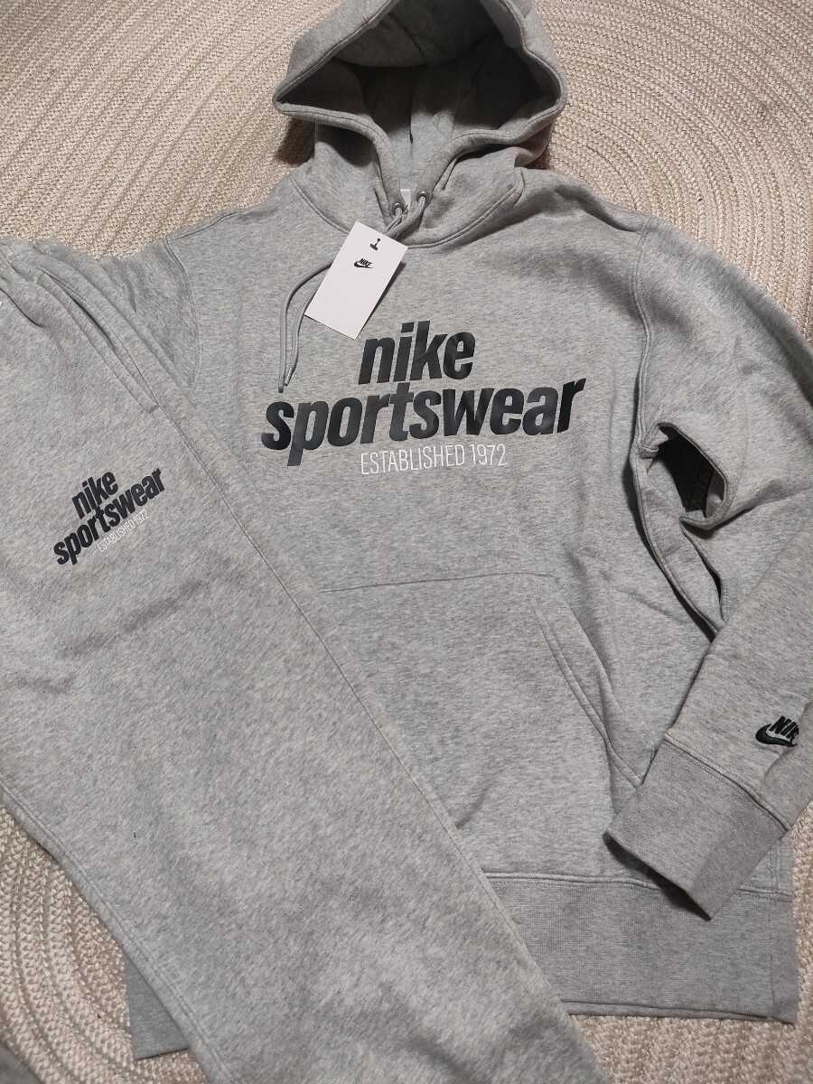 新品 定価19800 NIKE sports wearスウェット セットアップ グレー M ナイキ 上下 ナイキ パーカー パンツ拍卖