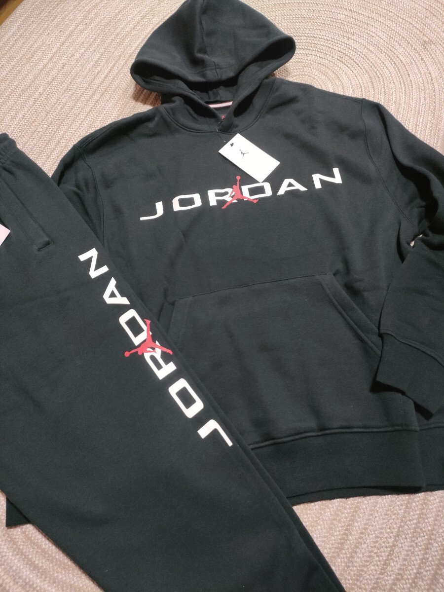 新品 未使用 NIKE JORDAN ロゴ スウェット セットアップ ブラック 黒 L ナイキ 上下 ナイキ ジョーダン パーカー パンツ拍卖