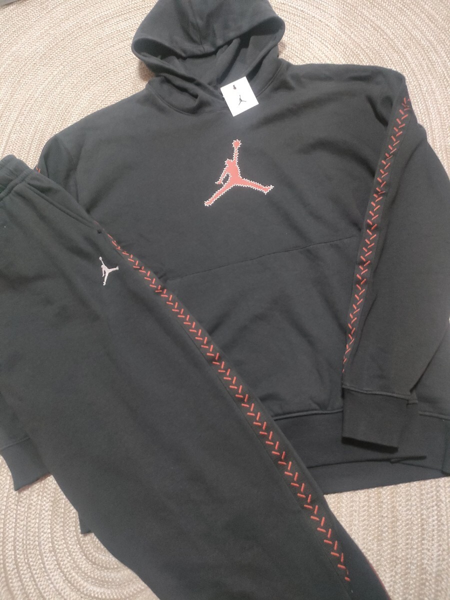 新品 未使用 NIKE JORDAN Flight MVP スウェット パーカー セットアップ L ブラック 黒 ナイキ ジョーダン 上下 メンズ パンツ 裏起毛拍卖