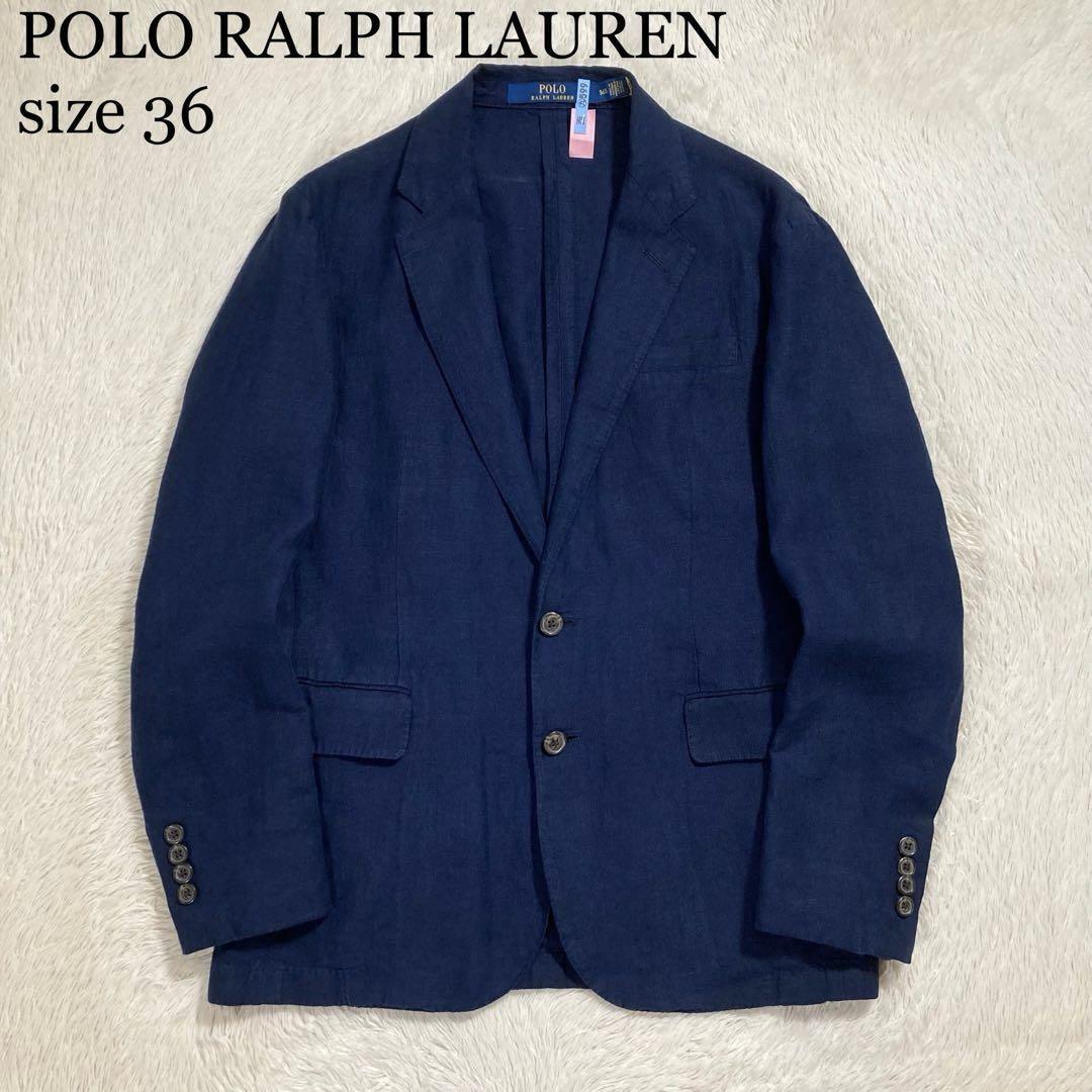 美品 POLO RALPH LAUREN ポロラルフローレン テーラードジャケット ブレザー 紺ブレ リネン 麻拍卖
