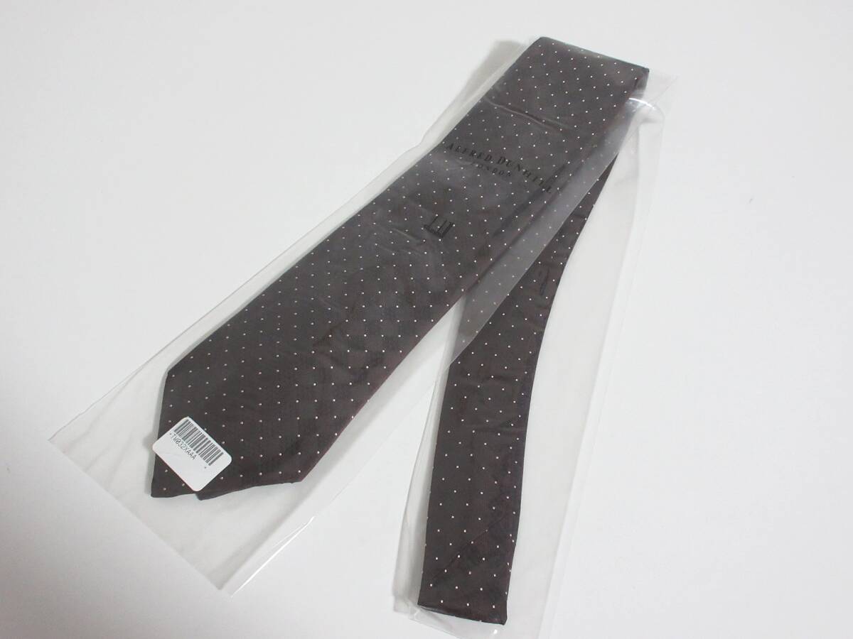 未使用 dunhill ダンヒル シルク100% ドット ネクタイ ブラウン系 yg7161拍卖