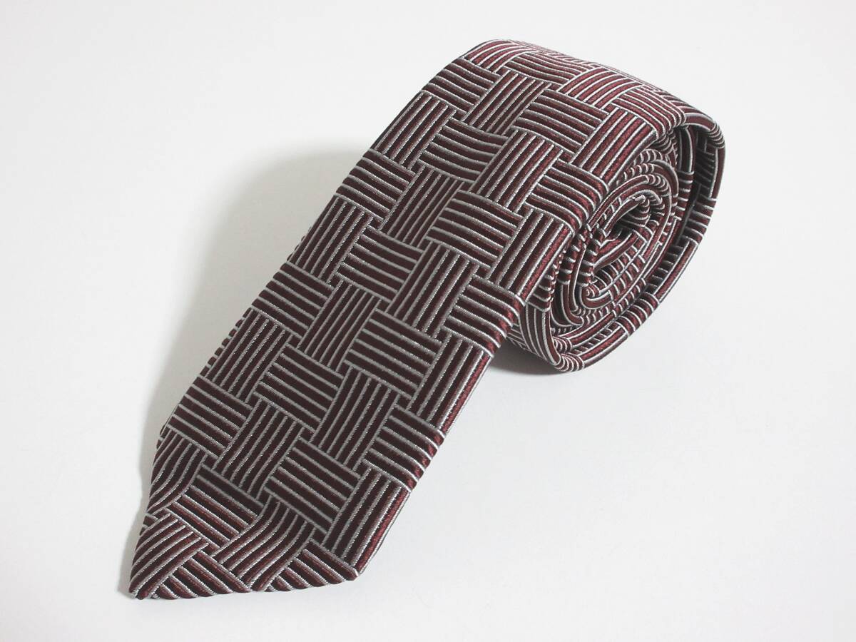 GIANFRANCO FERRE ジャンフランコフェレ シルク 編込み柄 ナロー ネクタイ yg7165拍卖