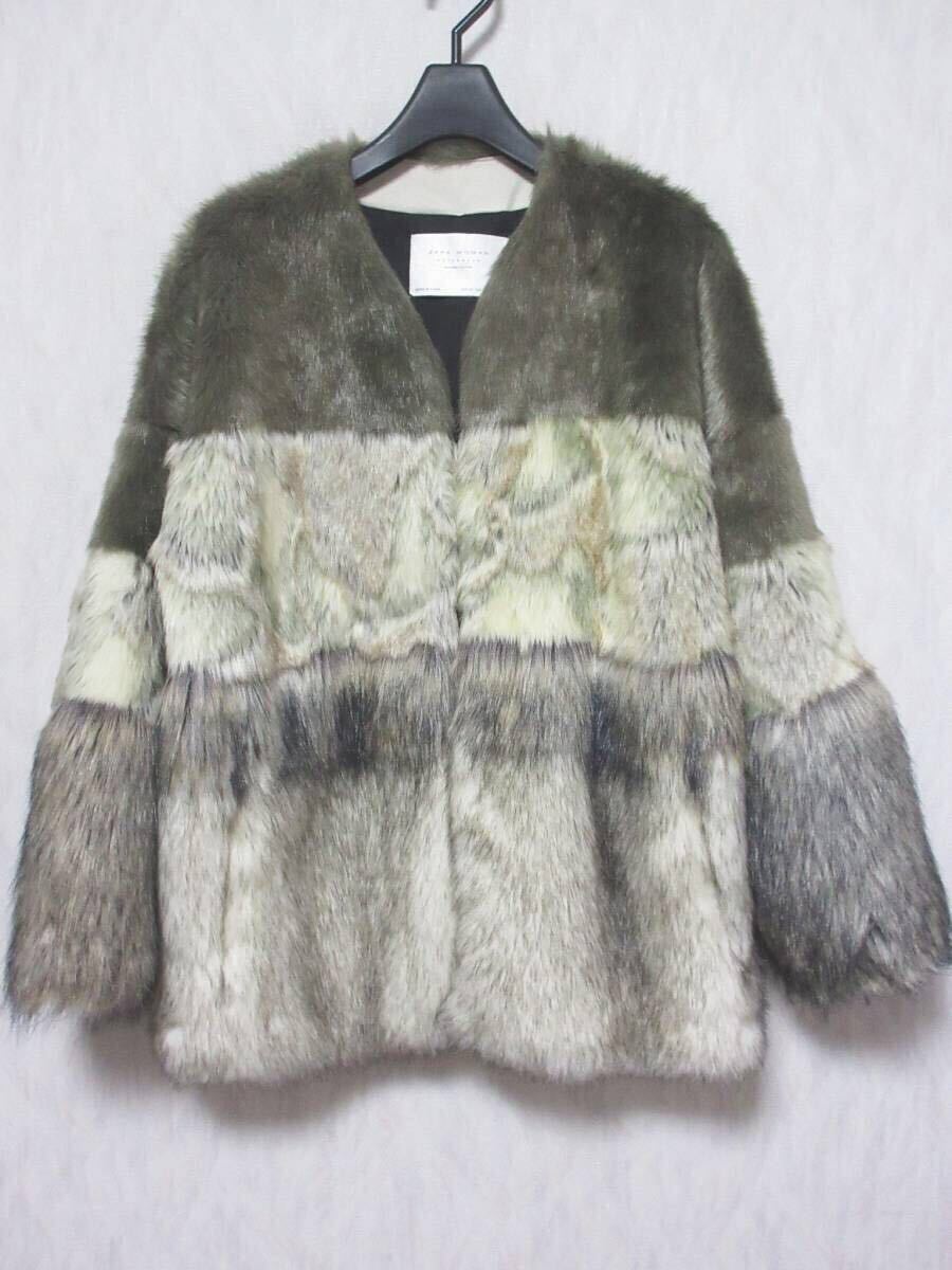 ZARA ザラ ノーカラー コート フェイクファー レディース XS 24 irmri kn835拍卖