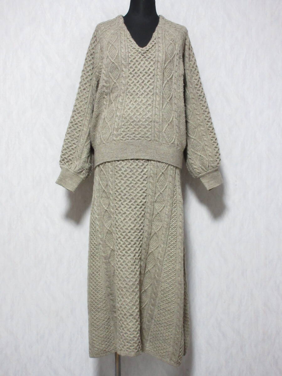 B:MING by BEAMS ビーミング by ビームス ケーブル Vネック セットアップ 20AW 93-26-0549-803 レディース M モカ kn2414拍卖