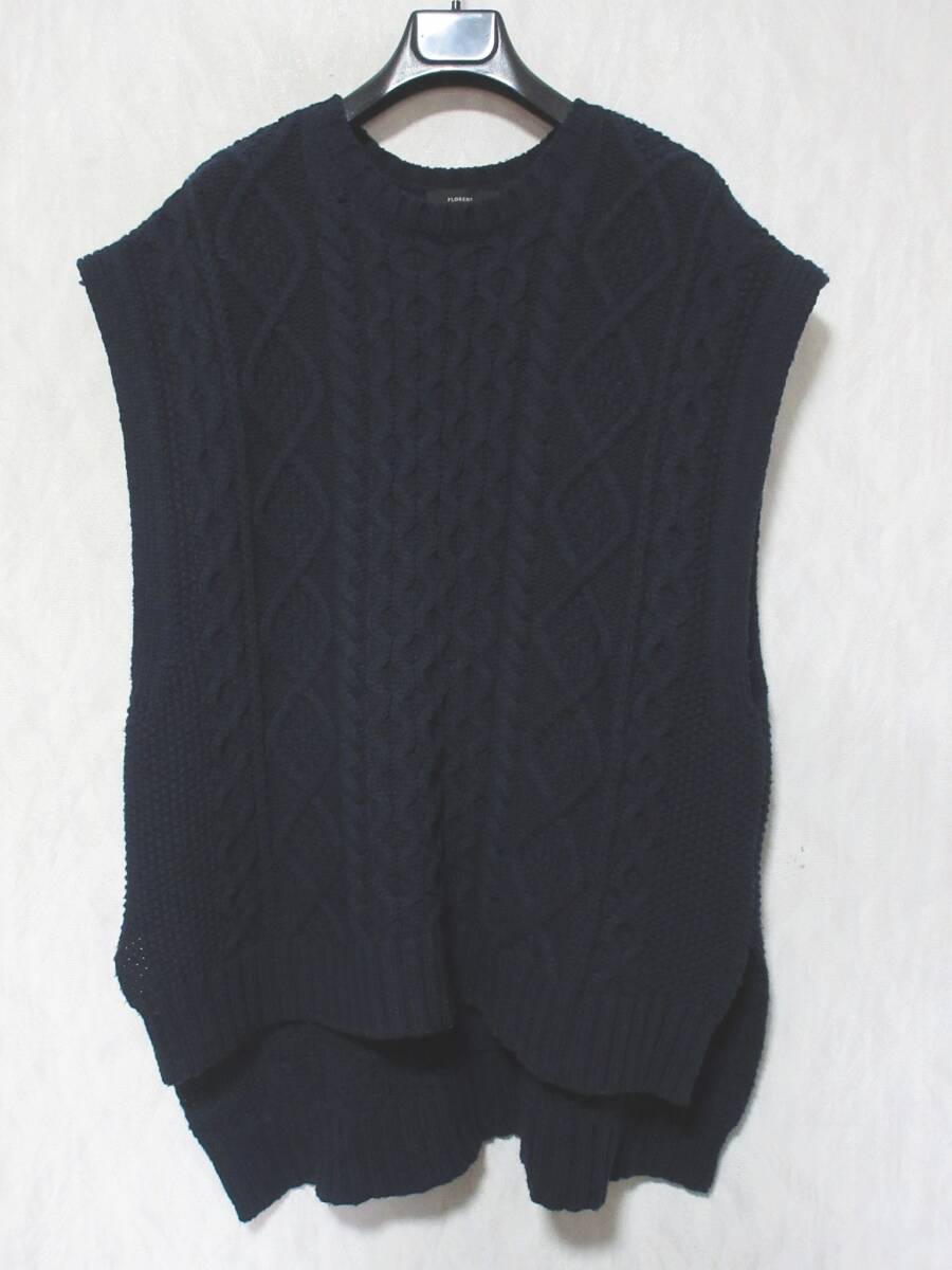 FLORENT フローレント フローレント Aran knit vest ニットベスト プルオーバー 2105F07010 ネイビー kn2432拍卖