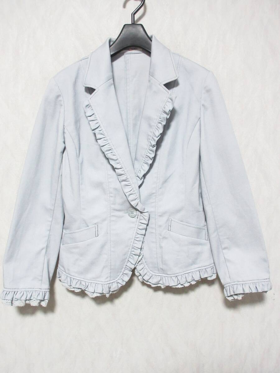 GALLERY VISCONTI ギャラリービスコンティ フリル ジャケット レディース 2 ライトブルー kn2441拍卖