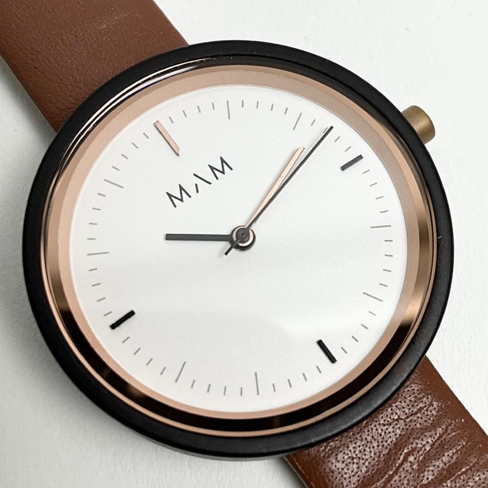 マム 腕時計 MAM MAM661 エボニー 木製 ウッドウォッチ レディース ブラウン ホワイト レザー アナログ 訳あり 付属品なし拍卖