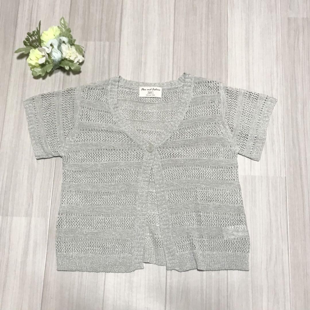 Flow and Fixture レディース ニット 半袖カーディガン サイズM バスト79〜87cm 身長154〜162cm b0204拍卖