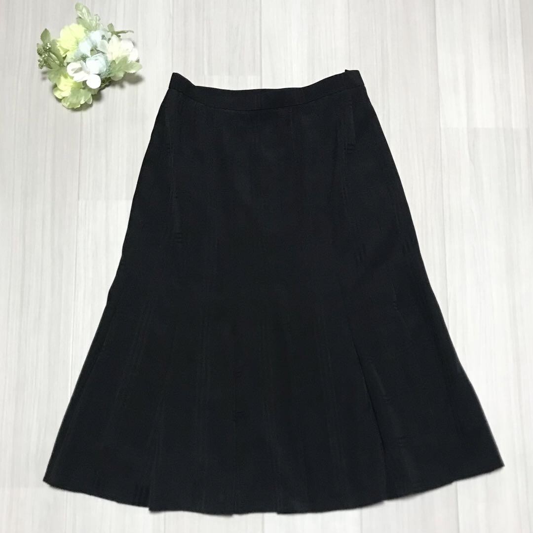 Leilian ひざ丈 裾プリーツスカート フリーサイズ b0264拍卖