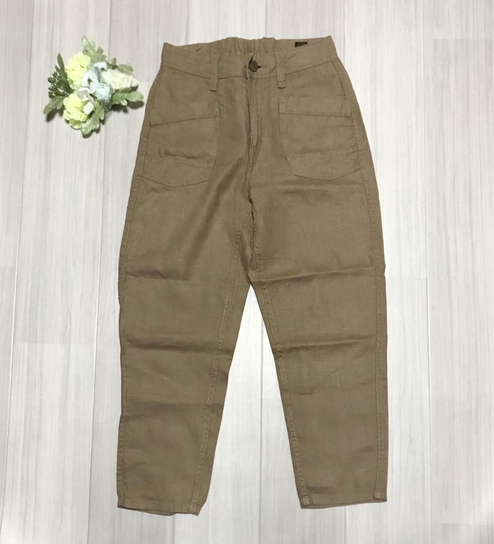 Cafelly レディース カジュアルパンツ サイズS ウエスト66cm ヒップ84cm 麻100% b0205拍卖