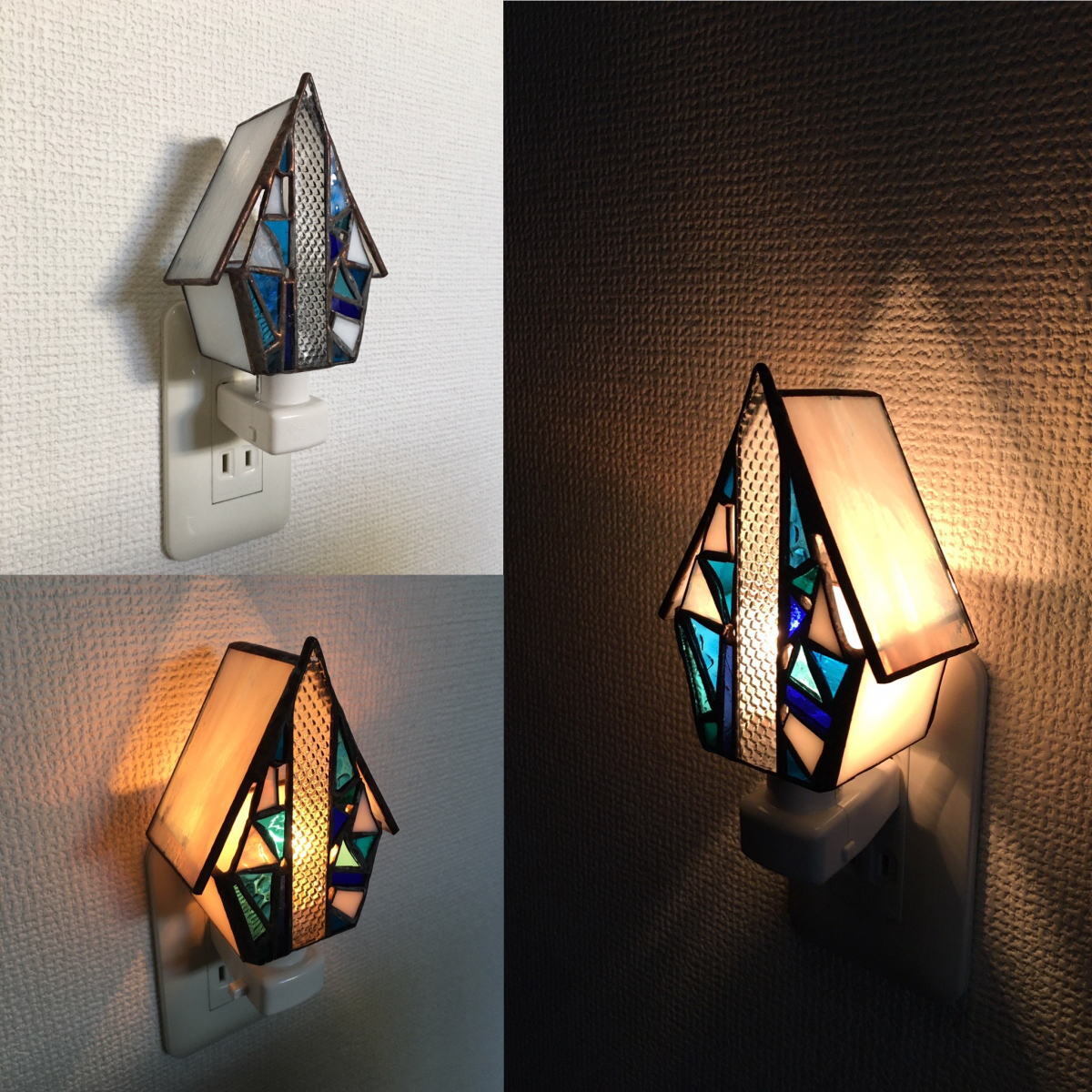 送料無料 新品 美品・可愛いステンドグラス 色彩鮮やかな手作り アンティーク調足元ランプ拍卖