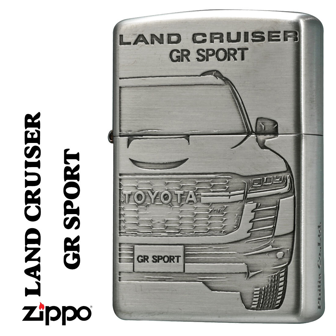 zippo(ジッポーライター)TOYOTA ランドクルーザー GR SPORT トヨタ自動車公式認定 銀サテン古美両面エッチング【ネコポス可】拍卖