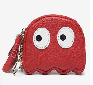 大人気♪ 本革仕様キョロちゃん小銭入れ/コインケースポーチ ミニ財布 レッド拍卖