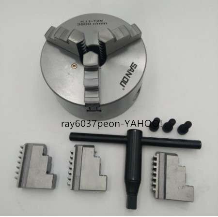 【精密仕様】125mm 三爪チャック レンチ付き 旋盤用 3つ爪タイプ拍卖