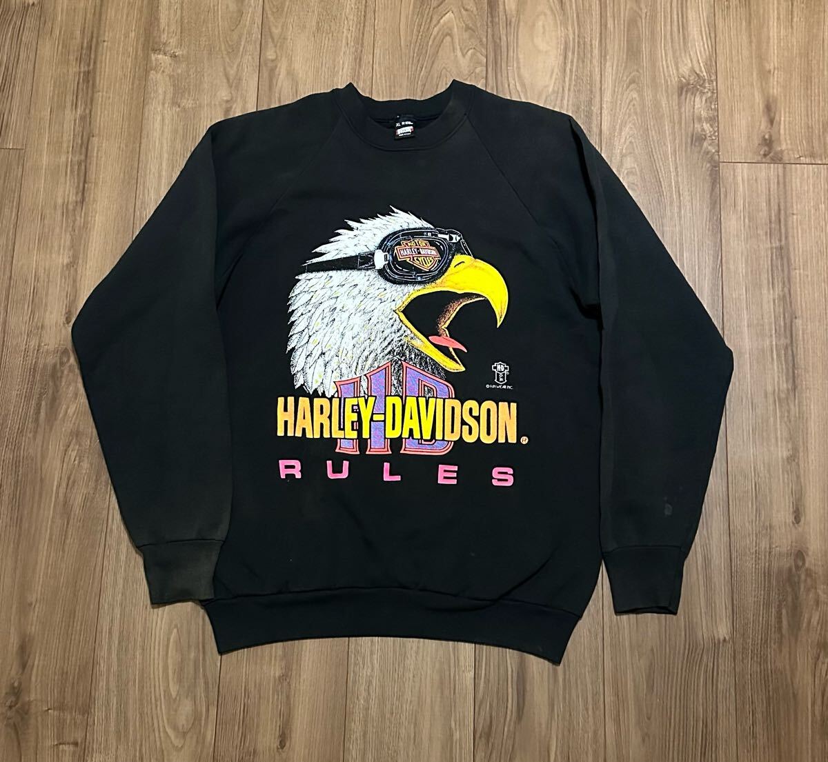 Harley Davidson スウェット ビンテージ  古着  イーグル  USA製 80s アメカジ XL ハーレーダビッドソン ブラック harley davidson拍卖