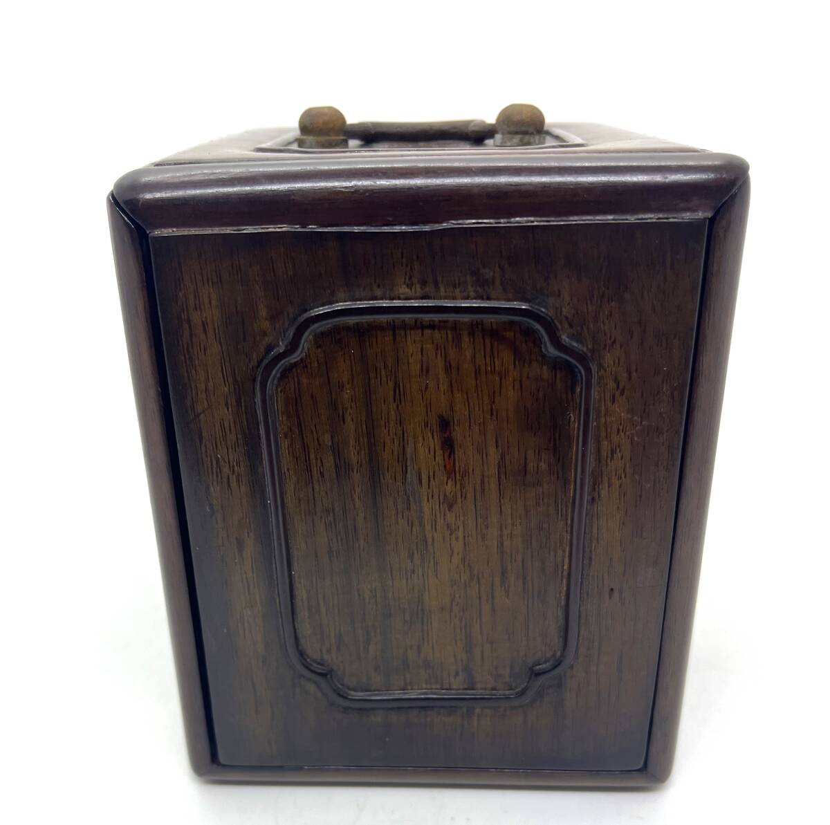 中国古玩 唐木 印材入れ 三段小箱 小物入れ 骨董 9.5×12×10.5㎝/329⑥1203拍卖