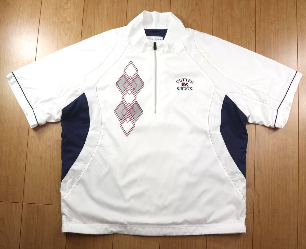 美品★CUTTER&BUCK カッター&バック ハーフジップ半袖プルオーバーウィンドジャケット/スニード/LLサイズ拍卖