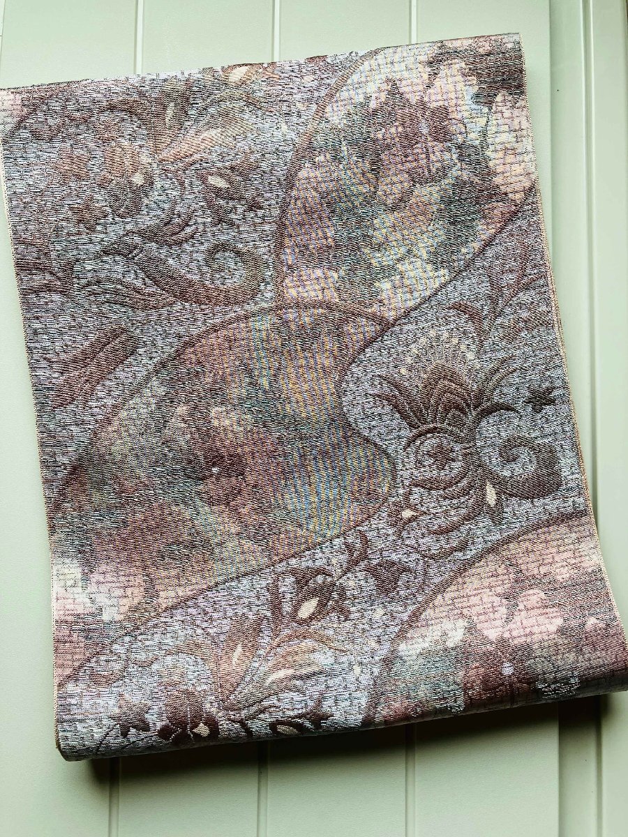 名古屋帯 豪華な柄 草花文 正絹 幅約30cm 着物帯 TCS着物 W37拍卖
