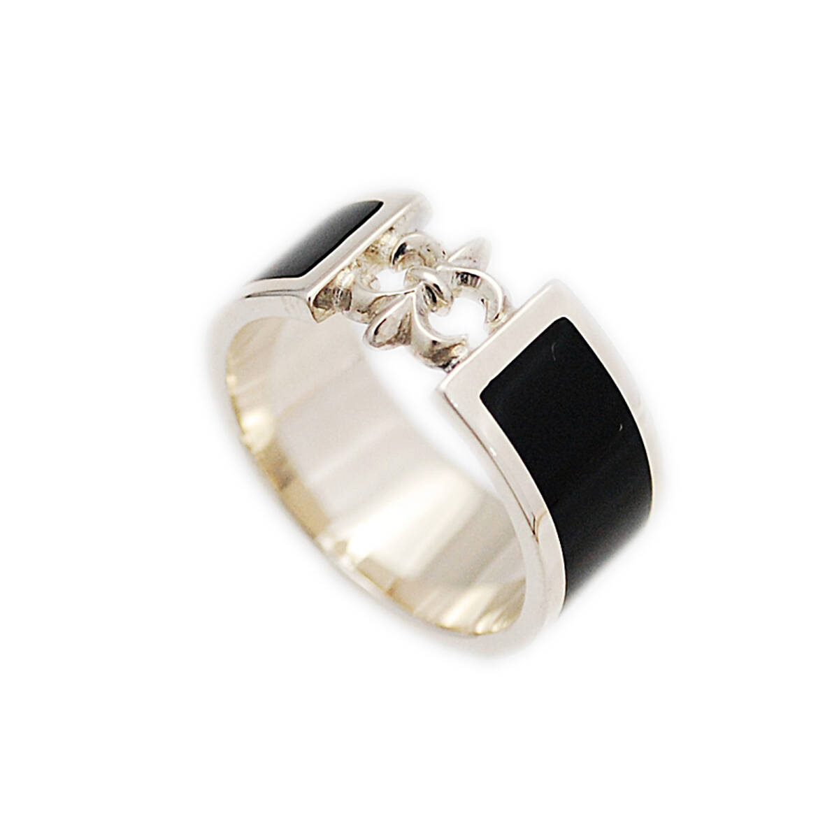 15号フルール ド リスブラックエナメル925シルバーリング KS-R008拍卖