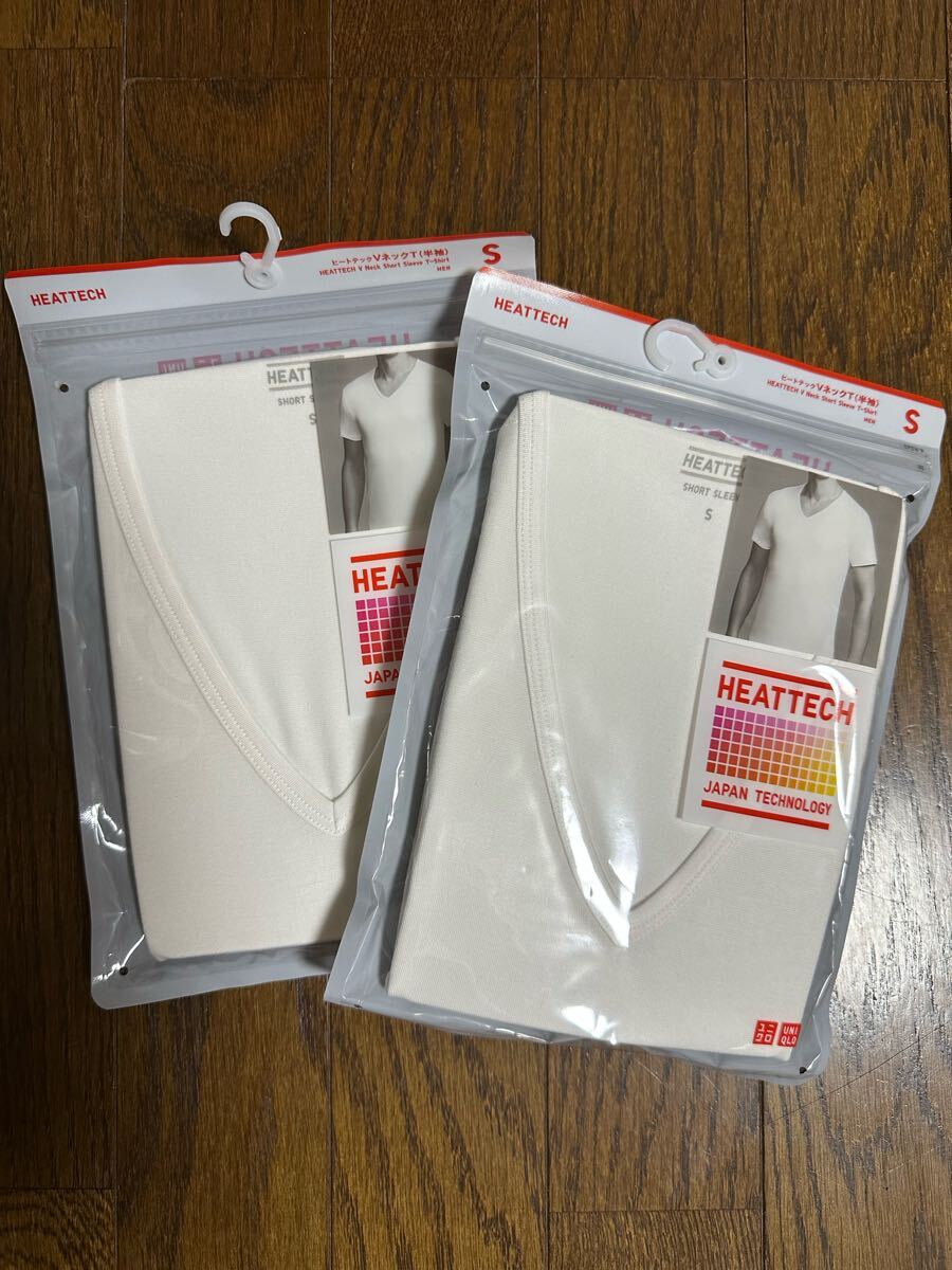 新品 ユニクロ メンズ ヒートテック VネックT 半袖 ホワイト 白 S拍卖