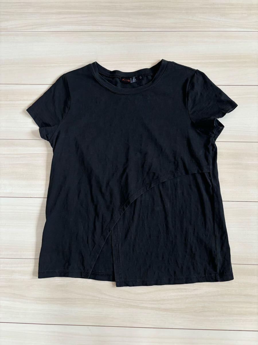 ●(943)フロントアシンメトリーデザイン Tシャツ ブラック拍卖